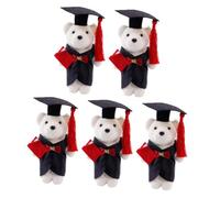 FRCOLOR 5 pièces Mini Plush Cartoon Bear Dolls for Graduation Gift DIY Bouquet Decoration Adorable Small Stuffed Bears for Party and Craft Use