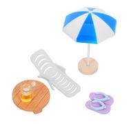 FRCOLOR 5 pièces Miniatures Décoratives Plage Ornement Chaise Longue Miniature Accessoires Micro Jardin Féerique Décor Bord de Mer pour Fête et Collection