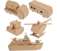 FRCOLOR 5 pièces Puzzle Papier Éducatif Maquettes DIY Voiture Hélicoptère Tank sous-Marin Jeu Créatif de Construction Manuelle pour Garçon Fille Portable et Facile à Assembler