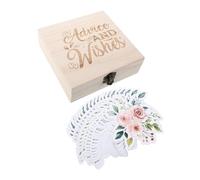 FRCOLOR 50 Cartes de Prédiction pour Shower Fille Coffret en Bois Interactif avec Conseils et Vœux pour Fête Prénatale Jeu de Cartes de Naissance et Souvenir pour Jeunes Parents