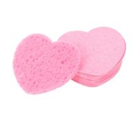 FRCOLOR 50pièces Éponges Compressées pour Visage Nettoyantes et Exfoliantes Motif Cœur Rose Disques Démaquillants Indispensables Pours Voyages