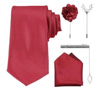 FRCOLOR 5pièces Cravate Homme avec Pochette et Épingle de Revers Incluant Mouchoir et Broche Accessoires pour Costume Formel