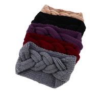 FRCOLOR 5pièces Serre-tête Hiver Avec Bouton Pour Femmes Bandeau Tricoté Maille Torsadée Cache-oreilles Pour Activités Extérieur