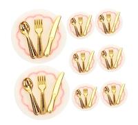 FRCOLOR 6 Ensembles Miniature Doll House Tableware Accessories Miniature Plates Forks Spoons Cutters for Dollhouse Kitchen Decor Plates with Cutlery