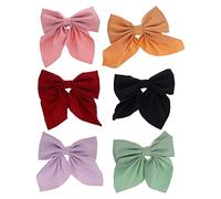 FRCOLOR 6 Pièces Arc En Épingle à Cheveux Fille Arcs Pinces à Cheveux Petites Griffes Pré Pince à Noeud Barrettes Pour Filles Pinces à Cheveux Bébé Filet à Cheveux Gland Spandex