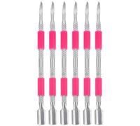 FRCOLOR 6 Pièces Armure De Poussée En Acier à Double Tête Outil Suppression Tondeuses Grattoir Clous Doigt Trousse Nettoyeur Ongle De Main Poussoir à Cuticules En Métal Acier Inoxydable