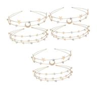 FRCOLOR 6 Pièces bandeau étoile lune décor de mariage bandeau foulard hair charms hair toppers accessoires de cheveux de mariage bandeaux d'or pour les femmes coiffe en strass Métal