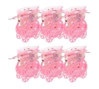 FRCOLOR 6 Pièces Boîte à Bonbons Design Délicat en Dentelle avec Fermeture à Cordon de Calèche Citrouille Rose en Plastique Facile à Assembler pour Célébrations et Halloween