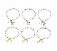 FRCOLOR 6 Pièces Bracelet Perles Acryliques Croix et Ange de Blanches de Baptême pour Famille