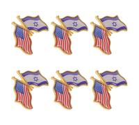 FRCOLOR 6 Pièces Broche en Alliage de Zinc avec Double Drapeau Amitié Américano-israélienne, Design Facile à Assortir, pour Salles de t Rassemblements Formels