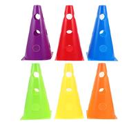 FRCOLOR 6 Pièces Cône D’agilité Football 23cm Trous, Cône D’entraînement PE, Marquages Réfléchissants Haute Visibilité, pour Entraîneurs et Garçon et Filles, Exercices Football
