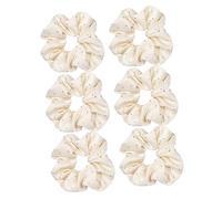 FRCOLOR 6 Pièces cravate de cheveux de filles élastique à cheveux en strass Titulaires hair band hair ties accessoires de cheveux pour filles accessoires pour cheveux en tissu blanche