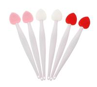 FRCOLOR 6 Pièces double sided brush base de brillant à lèvres doublure gommage des lèvres écouvillon nappe outils de nettoyage du nez outil de brosse à récurer le nez Gel de silice