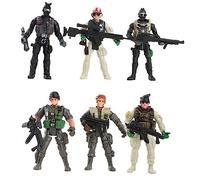 FRCOLOR 6 pièces Figurines Soldats Militaires Plastique Souple Modèles de Soldats Jouets Garçon Fille Poses Variées et Sécurisées