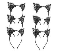 FRCOLOR 6 Pièces Headband Oreilles de Chat Dentelle Légère pour Femmes et Design Ajouré Élégant Accessoire Halloween et Cosplay