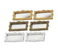 FRCOLOR 6 pièces Miniature Doll House Mirrors Resin Simulated Classical Square Mirror Set for DIY Decor