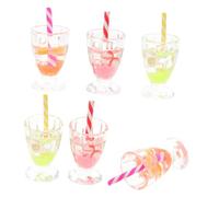 FRCOLOR 6 pièces Miniature Ice Goblets Set for Dollhouse Scene Decoration Resin Tiny Fruit Cups with Night Light Effect Realistic Mini Accessories for Dollhouse and DIY Craft Réutilisable