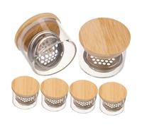 FRCOLOR 6 Pièces Nail Brushes Washing Cup Set Crystal Acrylic Dappen Dish With Lid And Stainless Steel Mesh Filter For Professional And Home Nail Art Tool Cleaning