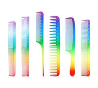 FRCOLOR 6 Pièces Peigne De Coiffure Arc-en-ciel Peigne De Coupe En Fibre De Carbone Amincissant Les Cheveux à Queue De Rat Plastique à Queue Pointue Multifonction