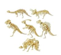 FRCOLOR 6 pièces Puzzle Bois Dinosaur Éducatif pour Garçon Fille Jeu de Construction Ludique avec Modèles Tyrannosaure Stégosaure Tricératops et Plus Puzzles Colorés pour Développement