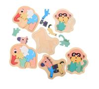 FRCOLOR 6 Pièces Puzzles Bois Animaux Éducatifs Éléphant Singe Cheval Apprentissage Préscolaire pour Tout-Petits Jeu de Reconnaissance et Développement Cognitif