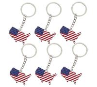 FRCOLOR 6 Pièces Usa Flag Keychain Zinc Alloy Patriotic Usa Map Independence Day Souvenir Accessories For Of July Memorial Day Veterans