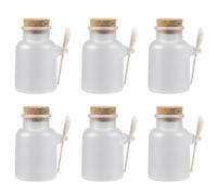 FRCOLOR 6ensembles Set de Bocaux Recharge pour Poudre de Masque et Sels de Bain avec Cuillères Bois et Bouchons Liège Étanches et Réutilisables pour Cosmétique et Rangement Multipurpose