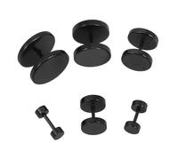 FRCOLOR 6paires Boucles D'oreilles Noires En Acier Inoxydable Rondes Style Punk Tunnels Oreille Pour Homme Et Femme