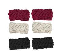 FRCOLOR 6pièces Braid Headband Femme Bandeau Tricoté Chaud Automne Hiver Accessoires De Mode Pour Filles Beige Noir Rouge