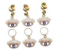 FRCOLOR 6pièces Étuis à Cheveux Œil Maléfique Lot de Boucles Oreilles à Clipser pour Femmes Accessoires pour Cheveux avec Breloques Œil Turc Perles pour Tresses et Dreadlocks