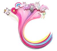 FRCOLOR 8 Pièces barrette de de dessin animé rallonge de queue de cheval paillettes de cheveux fleur - colorée extensions de cheveux colorés pour le
