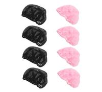 FRCOLOR 8 Pièces Bonnet de Nuit Maille pour Femmes Lot de Noir et Rose Bonnet de Sommeil Élastique Respirant Réutilisable et Lavable pour Cheveux Bouclés Longs
