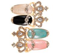 FRCOLOR 8 Pièces Manucure petit anneau de decoration ongle décoration ongles bagues pour les femmes la Couronne bague pour hommes l'anneau décoration d'art d'ongle