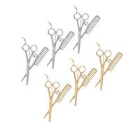 FRCOLOR 8pièces Badge Broche Coiffeur Doré Et Argenté Accessoires Costume Barbier Chic Pour Vêtements Écharpes Et Chapeaux Décoration Unique Et Stylée