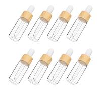 FRCOLOR 8pièces Lot De Flacons Compte-gouttes Verre Avec Pipette Bouteille De Sous-emballage Vide Pour Huiles Essentielles Parfum Et Voyage Pratique Et Portable Avec Design Bois Naturel