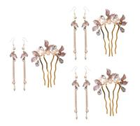 FRCOLOR 9 Pcs Cheveux Peigne Boucle D'Oreille Ensemble Strass Cheveux Mariée x Peigne Boucle D'Oreille Femmes le x Fourchette Femmes Mariée