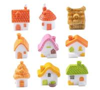 FRCOLOR 9pièces Maison De Campagne Miniature Résine avec Toit De Chaume Ornement pour Jardin De Fées Micro-Paysage Décoration Intérieure