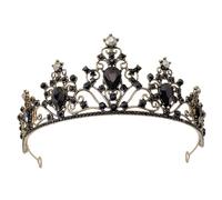 FRCOLOR Accessoire De Cheveux Couronne Noire Accessoires De Cheveux En Strass Couronnes Pour Femmes Bandeau De Mariée Bandeaux Noirs Bandeau Noir Diadème De Mariée Alliage De Zinc Black