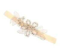 FRCOLOR accessoires de cheveux en strass pour enfants Petit filles Bandeau pour première séance photo - Bandeau élastique bandeau bébé strass bandeau strass bébé en tissu Beige