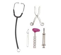 FRCOLOR Accessoires De Maison De Poupée Stéthoscope Miniature Figurine Maison De Poupées Jouets De Poupée De Soins Tout Petit Mini Outils De Médecin Notre E-Mail Objet Miniatures Alliage