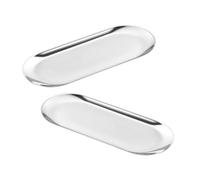 FRCOLOR Acier Inoxydable Plateau de Service Argenté 2 Pièces | Surface Lisse Brillante, Usage Multifonction, Organisation de Table, pour Traiteurs, Restaurants et Mariages