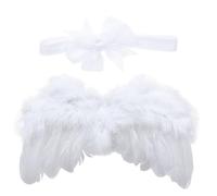 FRCOLOR Ailes d'Ange Blanches en Plumage Légères Serrage- Nœud Ensemble Costume Bébé pour Séances Photo Fêtes et Cosplay Garçon et Filles