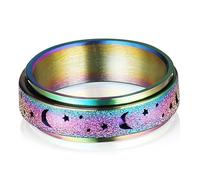 FRCOLOR Anneau Tournant Fidget Anneau Enfants Bagues Maman Pour Femme Bagues Réglables Pour Femmes Bague Pierre De Lune Bague Agitée Pour Fille Adolescents Toupie à Anneaux Acier Au Titane