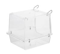 FRCOLOR Bac de Bain Suspendu pour Oiseaux en Acrylique Transparent, Anti-Fuite, Petit Format pour Perroquets et Calopsittes, Accessoire Cage Oiseau pour Bain et Alimentation