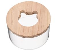 FRCOLOR Bain Transparent pour Hamster et Chinchilla Bac à Sable Accessoire Salle de Bain Petit Hamster avec Couvercle Bois Facile à Nettoyer et Observer