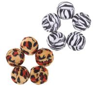 FRCOLOR Balle de Interactif pour Chats en Peluche à Motif Léopard, Lot de 10 Pièces, Matériau Coton et PP, pour Jouer et Améliorer Le Comportement des Chats Couleur Couleur Aléatoire