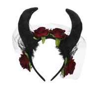 FRCOLOR Bandeau Avec Voile Déguisement à Fleurs Roses Accessoire Cornes De Diable Gothiques Coiffes Fleurs Artificielles Accessoires Cheveux Halloween Bandeaux Femmes Ornement Fête Coiffe