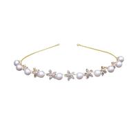 FRCOLOR Bandeau Cheveux Élégant Doré avec Fleurs Zircon Serre-tête Fin pour Femme Accessoire Polyvalent pour Sorties et Fêtes
