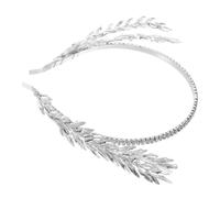 FRCOLOR Bandeau De Mariée En Diamant Diadèmes De Mariage Pour La Mariée Bandeau De Déesse Couronne De Feuilles Bandeaux De Feuilles Pour Femmes Casque De Mariée Alliage De Zinc Silver