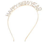 FRCOLOR Bandeau De Tête De Année Compact Doré Lettres En Cristal Accessoire Cheveux Fête Du Réveillon Pour Adultes Et Soirées Festives